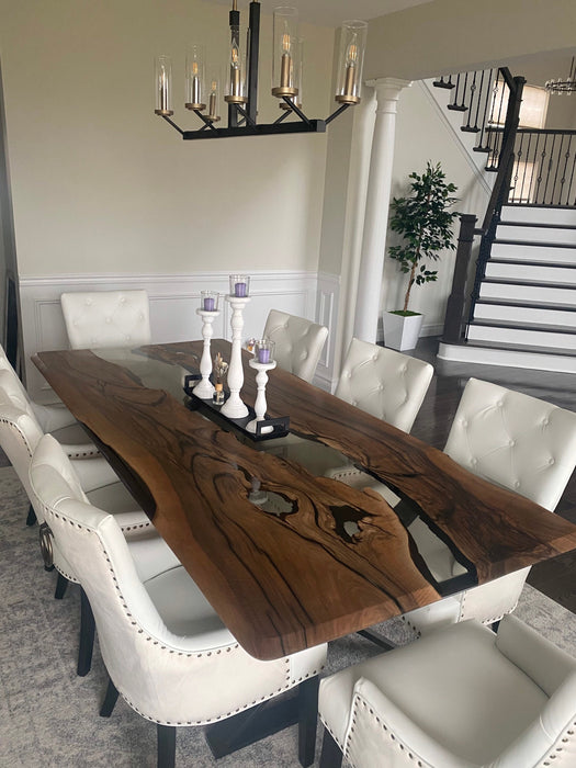 Handmade Epoxy Table, Clear Epoxy Table, Custom 96” x 42” Walnut Smoke Gray Table, Epoxy River Table, Custom Order for Daniella S