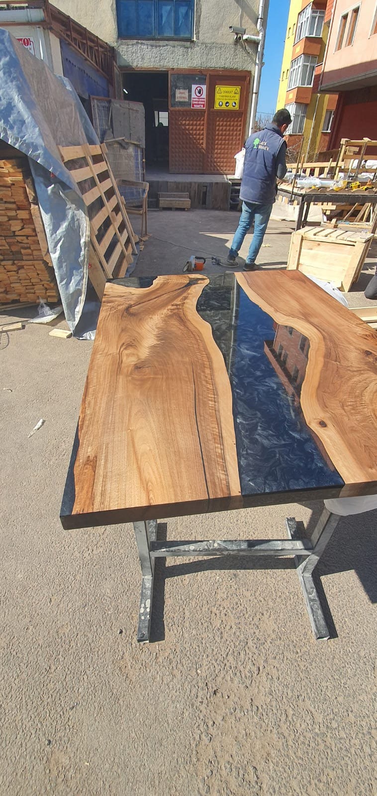 Live Edge Table, Epoxy Dining Table, Epoxy Resin Table, Custom 48” x 36” Walnut Metallic Gray Table, Epoxy River Table, Order for Tom Ryan