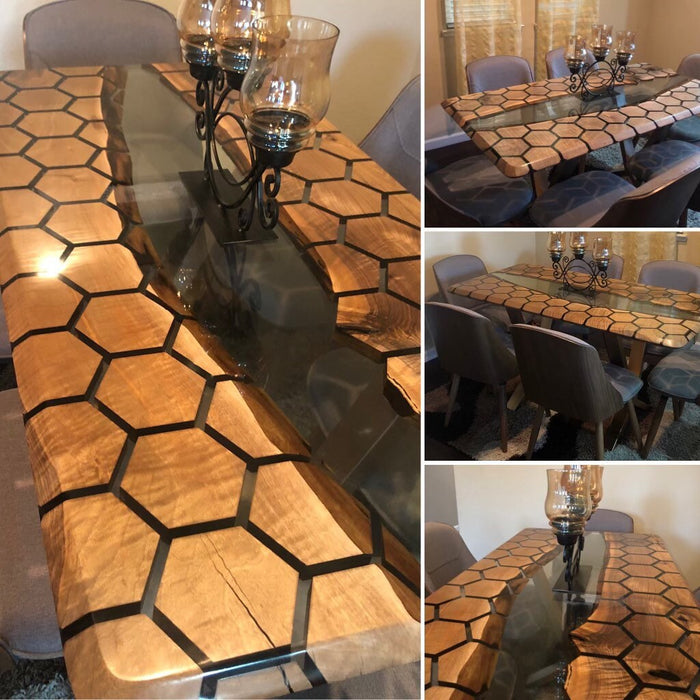 Custom 60” x 30” Custom Honeycomb Table, Epoxy Resin River Table, Handmade Epoxy Table, Unique Resin Table for Nicolas