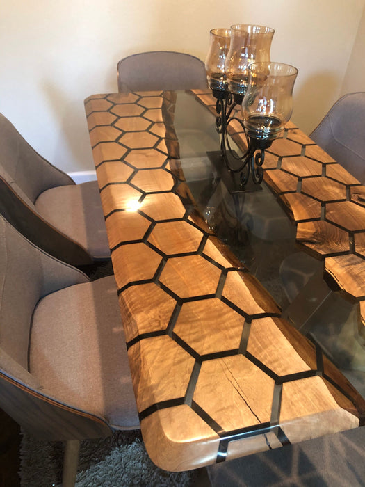 Custom 60” x 30” Custom Honeycomb Table, Epoxy Resin River Table, Handmade Epoxy Table, Unique Resin Table for Nicolas