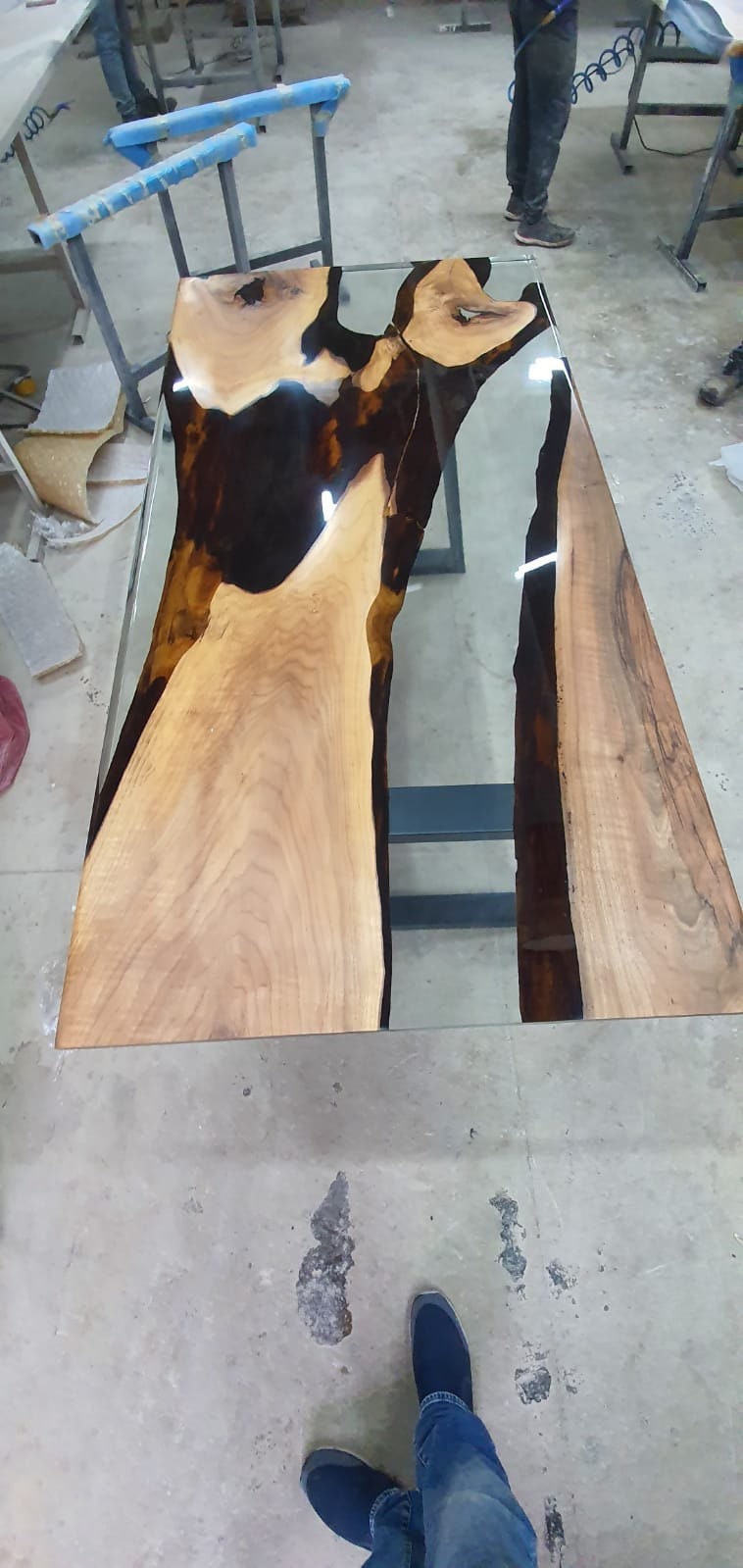 Epoxy Table, Epoxy Dining Table, Walnut Epoxy River Table, Custom 72” x 36” Walnut Clear Epoxy River Table Order for Debra