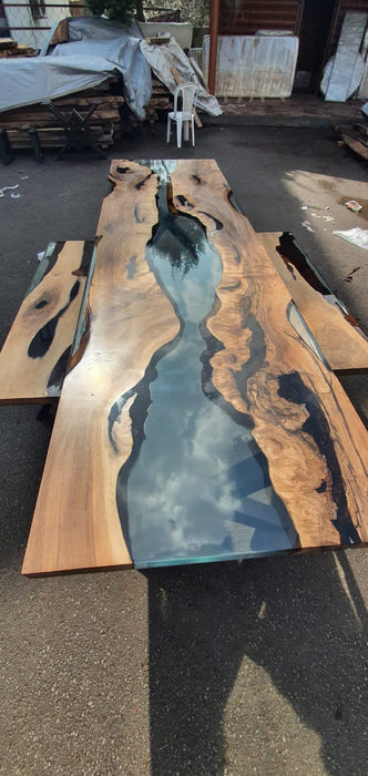 Epoxy Table, Epoxy Dining Table, Walnut Epoxy River Table, Custom 115” x 32” Walnut Epoxy River Table, Order for Corsetti