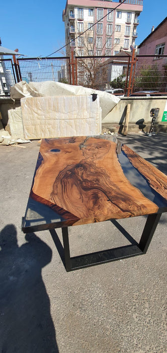 Live Edge Table, River Table, Custom 65" x 40” Walnut Smokey Gray Table, Epoxy River Table, Wooden Table, Custom Order for April R