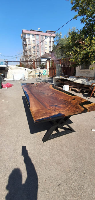 Walnut Epoxy Table, Epoxy Dining Table, Walnut Epoxy River Table, Custom 108” x 44” Black Epoxy Table, Custom Order for Brandon H