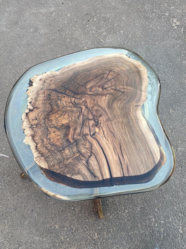 Round Dining Table, Epoxy Coffee Table, Custom 32” x 26” Round Table, Walnut Clear Epoxy Table, Epoxy Coffee Table