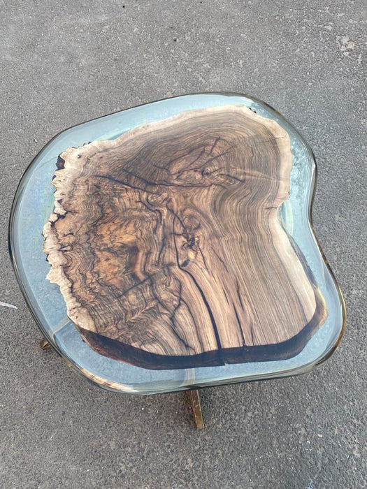 Round Dining Table, Epoxy Coffee Table, Custom 32” x 26” Round Table, Walnut Clear Epoxy Table, Epoxy Coffee Table