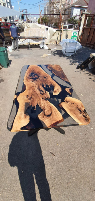 Live Edge Table, Epoxy Table, Epoxy Dining Table, Walnut Epoxy River Table, Custom 76” x 44”  River Table, Custom Order for Justine E