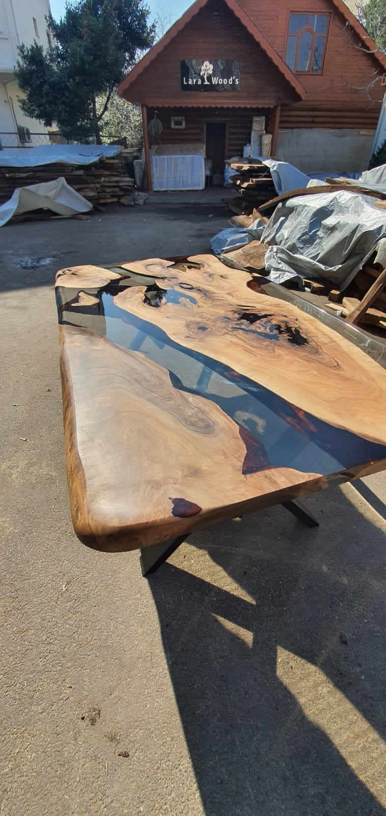 Live Edge Table, Epoxy Table, Epoxy Dining Table, Walnut Epoxy River Table, Custom 76” x 44”  River Table, Custom Order for Justine E