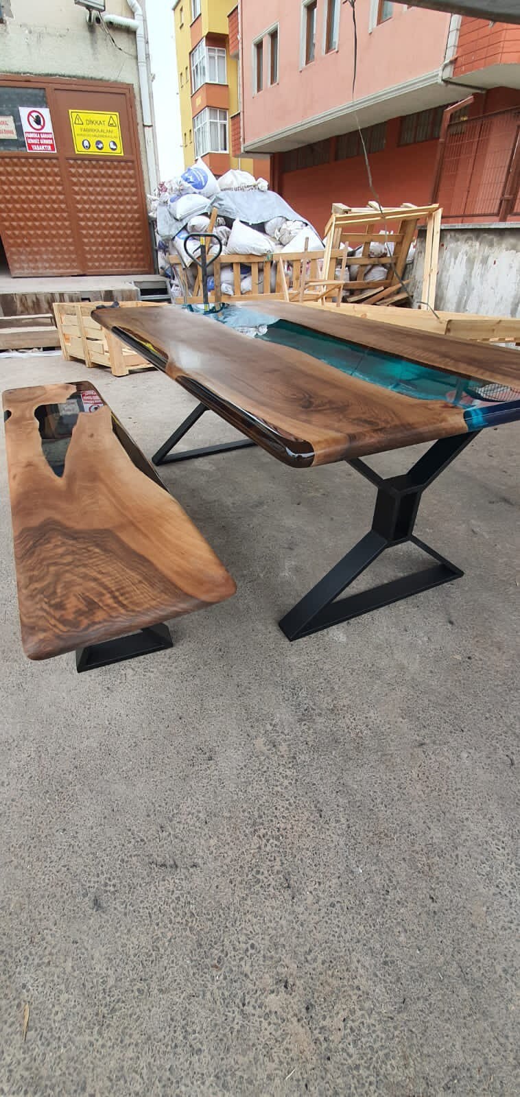 Walnut Dining Table, Live Edge Table, Custom 80” x 42” Walnut Sea Blue and Turquoise Green Table, Epoxy River Dining Table, Order for Patel