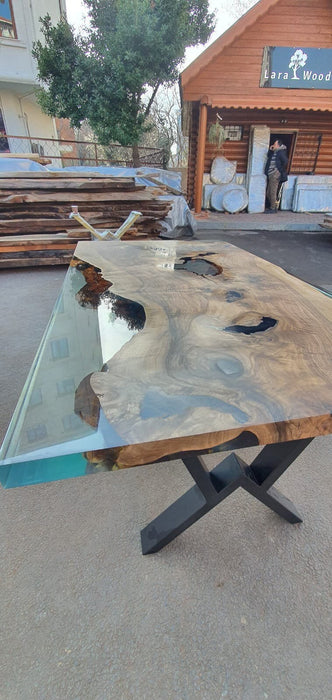 Exquisite Epoxy Creations: Handcrafted Custom Tables for Your Unique Space! Custom 60” x 36” Walnut Clear Epoxy Table Order for Liz
