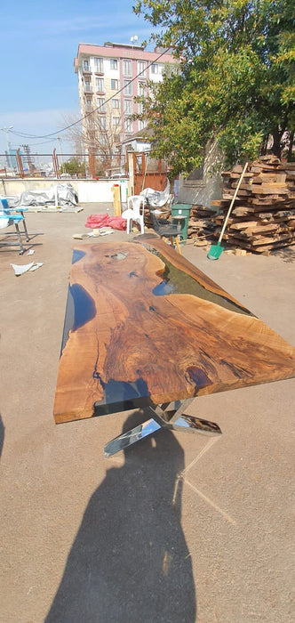 Walnut Dining Table, Epoxy Dining Table, Epoxy Resin Table, Custom 80” x 36” Walnut Smokey Gray Table, River Dining Table, Order for Felicia