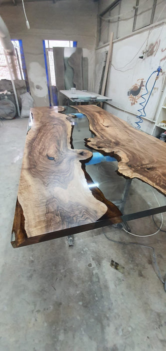 Live Edge Table, Epoxy Dining Table, Epoxy Resin Table, Custom 98” x 47” Walnut Table, Clear Epoxy River Dining Table, Custom Order for