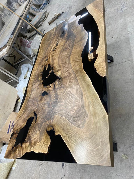 Epoxy Dining Table, Epoxy Resin Table, Custom 63” x 36” Walnut Black Epoxy Table, Handmade Dining Table Order for Sandy Mar