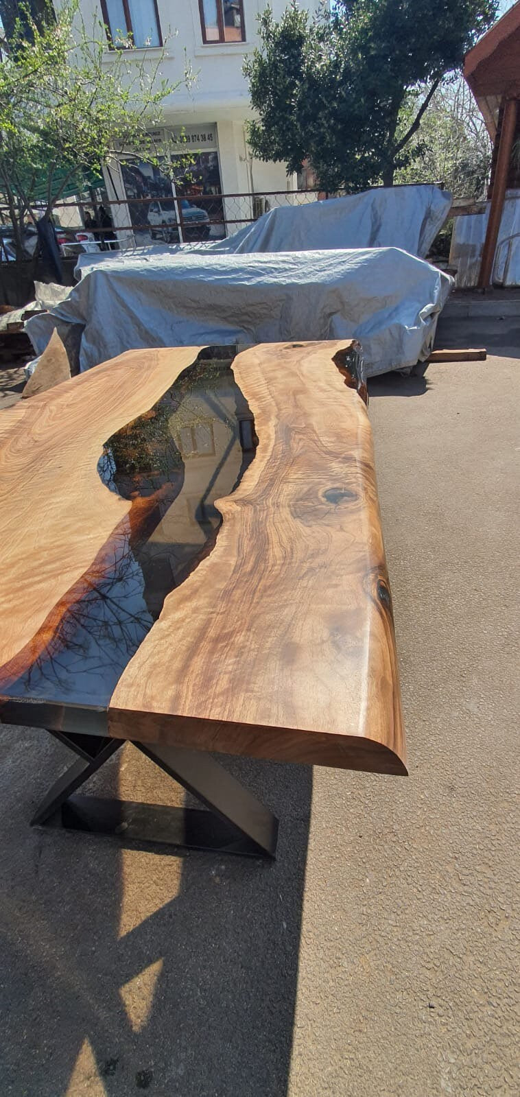 Epoxy Table, Epoxy Dining Table, Walnut Epoxy Table, River Dining Table, Custom 72” x 42” Walnut Smokey Gray Epoxy Table Order for Rob