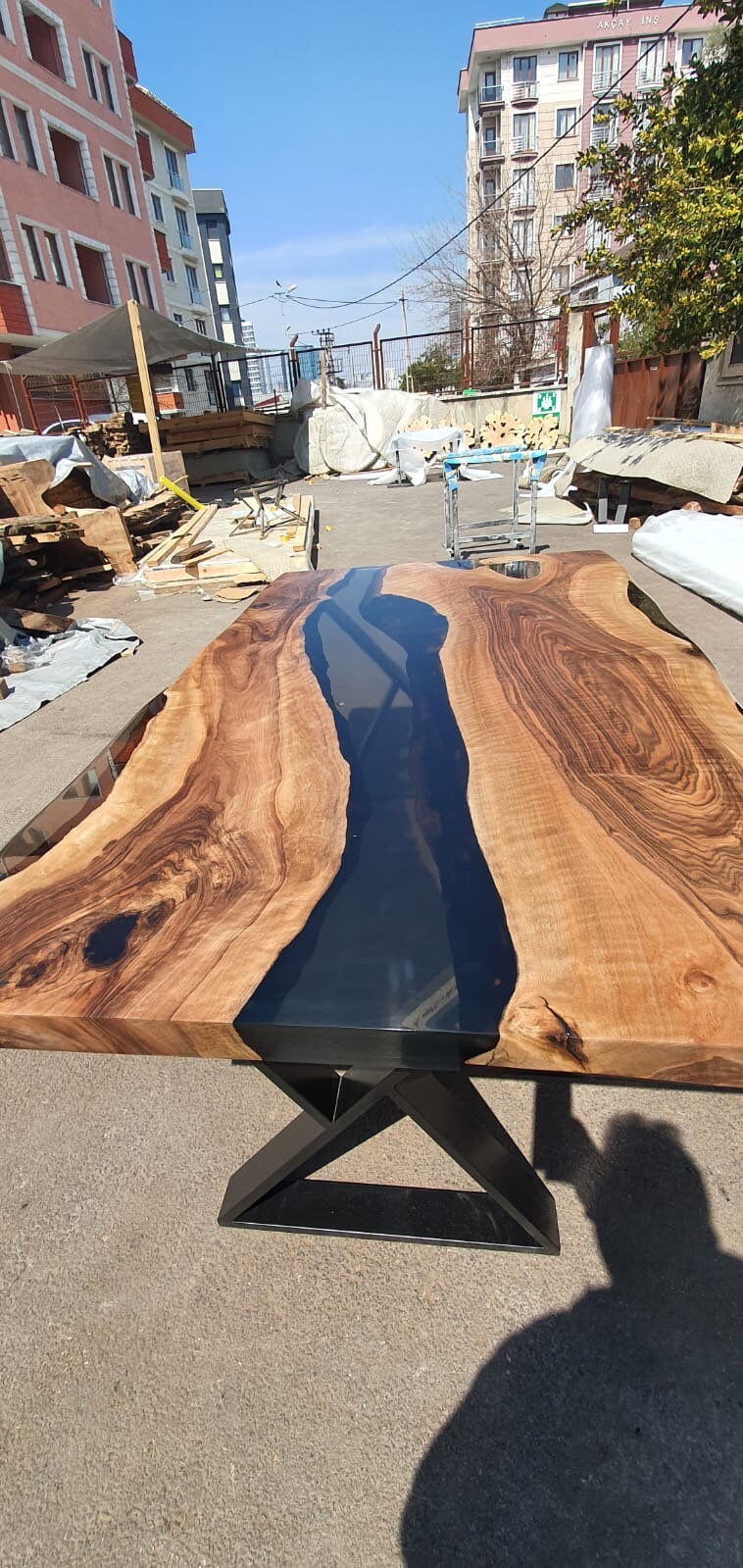 Epoxy Table, Epoxy Dining Table, Walnut Epoxy Table, River Dining Table, Custom 72” x 42” Walnut Smokey Gray Epoxy Table Order for Rob