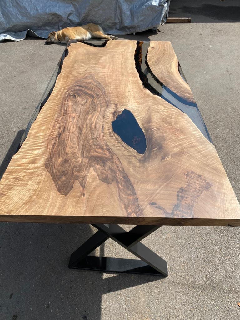 Handmade Epoxy Table, Walnut Dining Table, Live Edge Table, Epoxy Resin Table, Custom 70” x 35” Table, River Table, Custom  Order for Tina