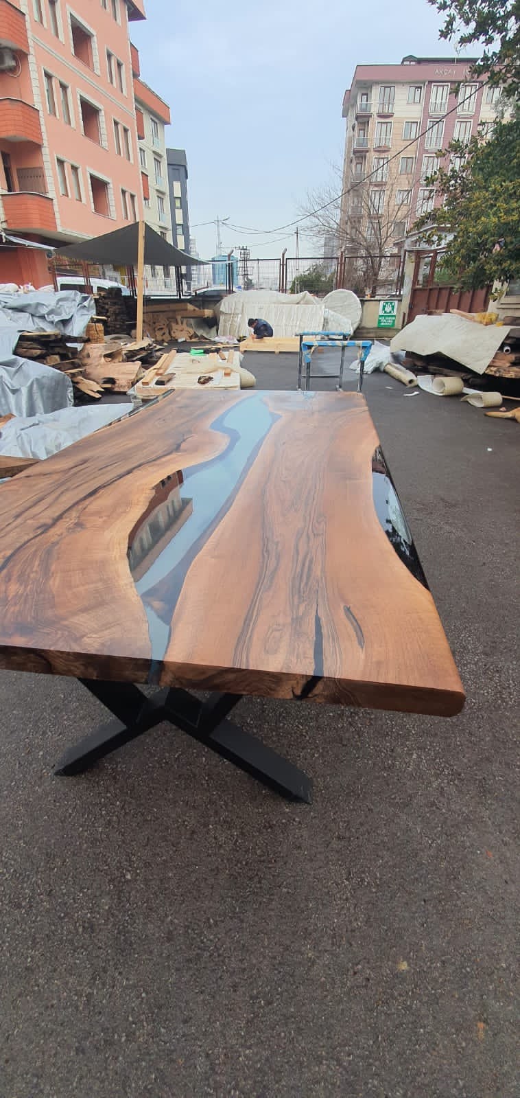 Handmade Epoxy Table, Walnut Dining Table, Live Edge Table, Epoxy Resin Table, Custom 84” x 45” Table,  Epoxy Resin Table Order for Mimi