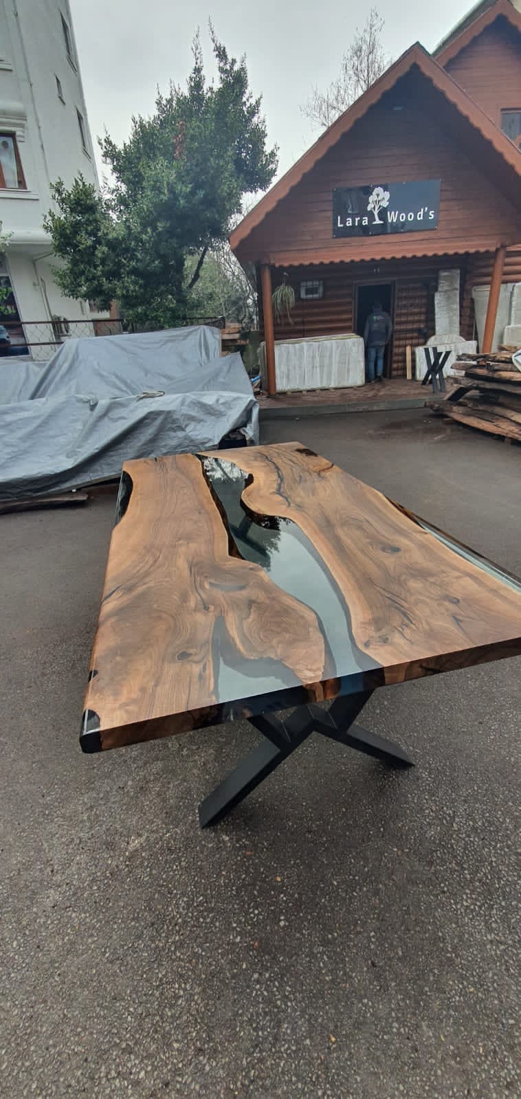 Handmade Epoxy Table, Walnut Dining Table, Live Edge Table, Epoxy Resin Table, Custom 84” x 45” Table,  Epoxy Resin Table Order for Mimi