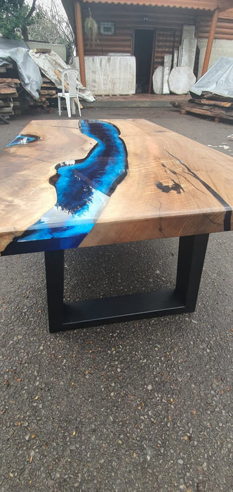 Live Edge Table, Epoxy Dining Table, Epoxy Resin Table, Custom 48” x 28” Walnut Deep Blue and Turquoise, White Epoxy Coffee, Table for Ngh