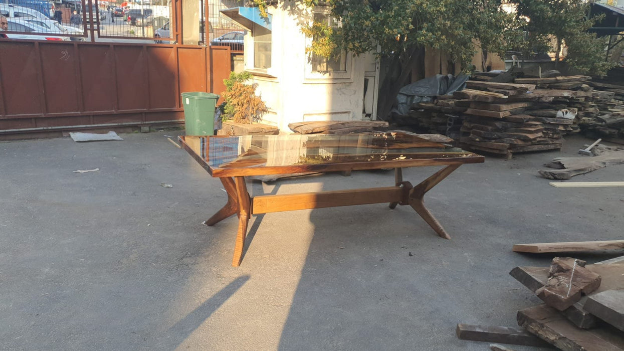 Walnut Dining Table, Epoxy Resin Table, Custom 90” x 46” Table, Epoxy Resin Table, Epoxy Dining Table, Clear Epoxy Table Order for Ryan