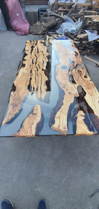 Olive Wood Epoxy Table, Olive Wood Table, Custom 76” x 38” Olive Smokey Gray Table, Epoxy Resin Table, Custom  Order for Kevin He