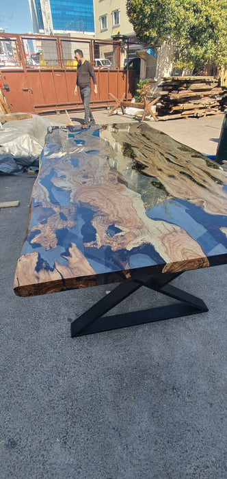 Olive Wood Epoxy Table, Olive Wood Table, Custom 76” x 38” Olive Smokey Gray Table, Epoxy Resin Table, Custom  Order for Kevin He