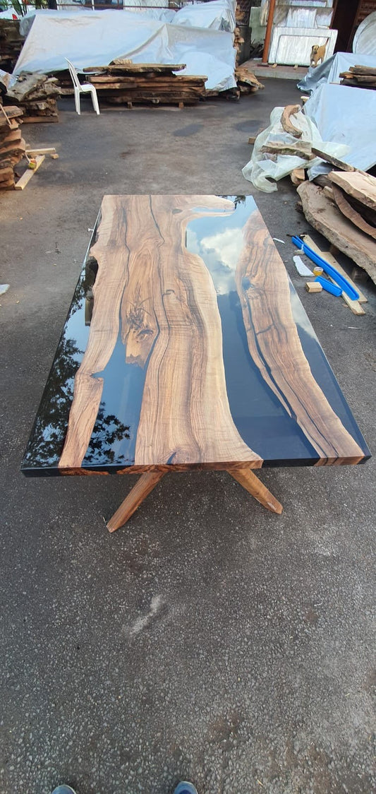 Walnut Dining Table, Custom 80” x 40” Walnut Smoke Gray Table, Epoxy River Table, Epoxy Dining Table, River Table, Custom  Order for Diana