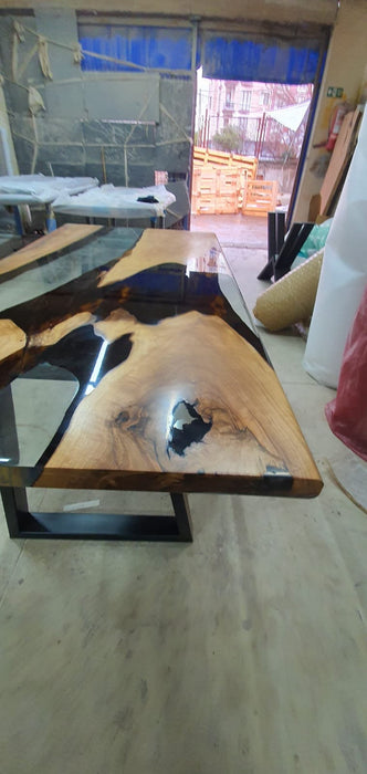 Epoxy Table, Epoxy Dining Table, Walnut Epoxy River Table, Custom 72” x 36” Walnut Clear Epoxy River Table Order for Debra