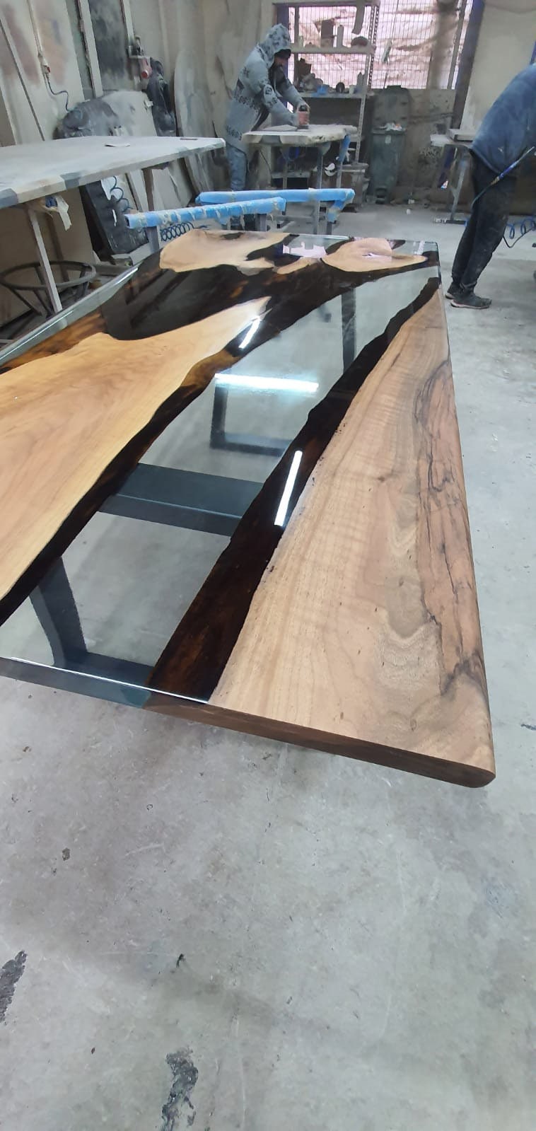 Epoxy Table, Epoxy Dining Table, Walnut Epoxy River Table, Custom 72” x 36” Walnut Clear Epoxy River Table Order for Debra