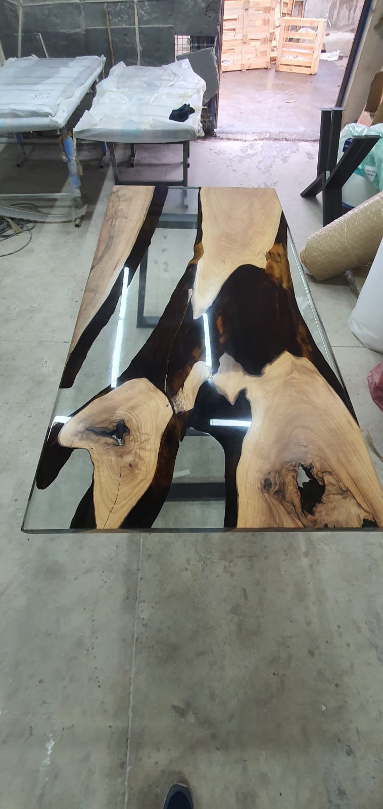 Epoxy Table, Epoxy Dining Table, Walnut Epoxy River Table, Custom 72” x 36” Walnut Clear Epoxy River Table Order for Debra