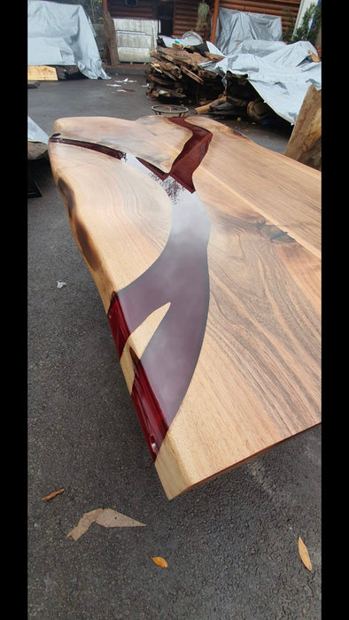 Custom 68” x 38” Black Walnut Red Epoxy Pittsburgh River Dining Table, Handmade Red Epoxy  Lake Table, Order for Sarah #LifeisForEnjoying