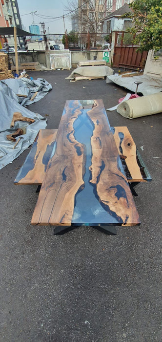 Epoxy Table, Epoxy Dining Table, Walnut Epoxy River Table, Custom 115” x 32” Walnut Epoxy River Table, Order for Corsetti