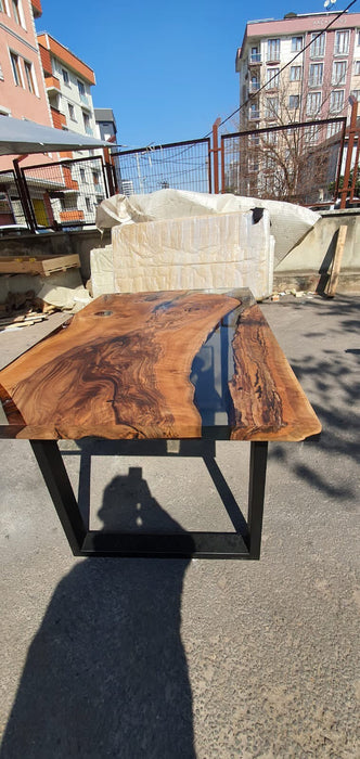 Live Edge Table, River Table, Custom 65" x 40” Walnut Smokey Gray Table, Epoxy River Table, Wooden Table, Custom Order for April R