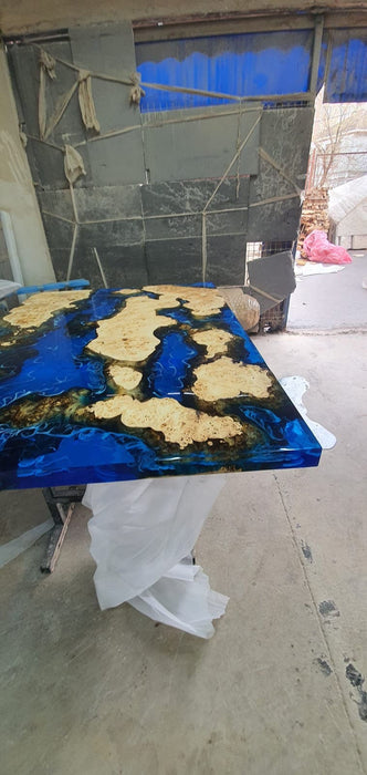 Ocean Table, Poplar Table, Custom 65” x 45” Poplar Wood Table, Deep Blue Epoxy Table, River Table, Live Edge Table, Order for Kyle