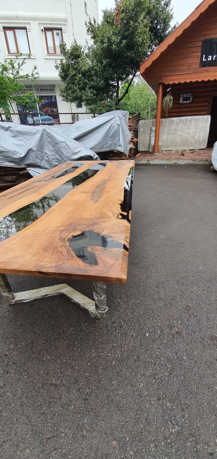 Walnut Dining Table, Live Edge Table, Custom 108" x 44" Walnut Smokey Gray Table, Epoxy River Table, Epoxy Dining Table,  Order for Vickiee