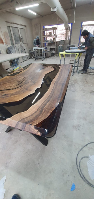 Epoxy Dining Table, River Table, Custom 72” x 42” Walnut Smokey Gray Table, Epoxy ResinTable, Live Edge Table, Custom  Order for James