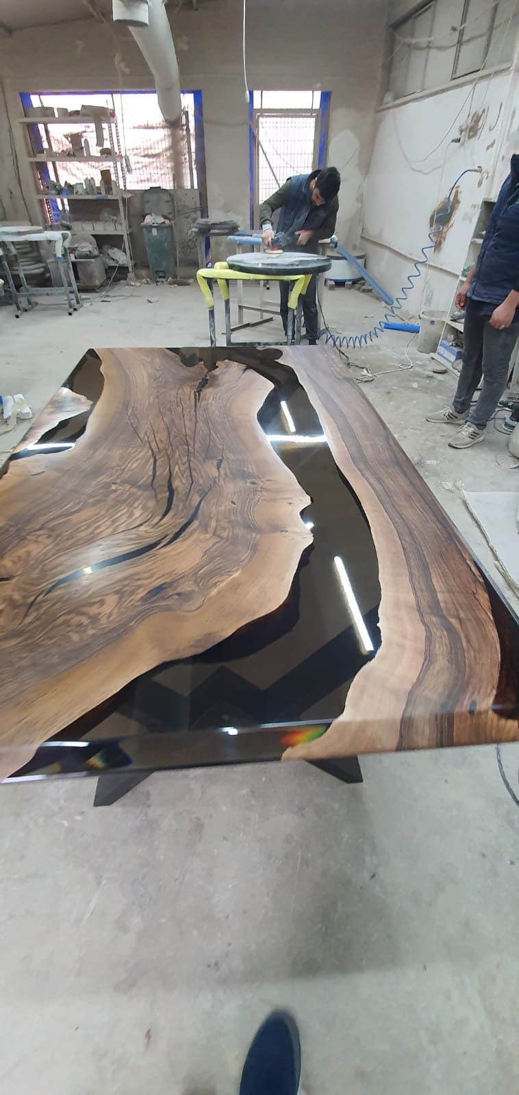 Epoxy Dining Table, River Table, Custom 72” x 42” Walnut Smokey Gray Table, Epoxy ResinTable, Live Edge Table, Custom  Order for James