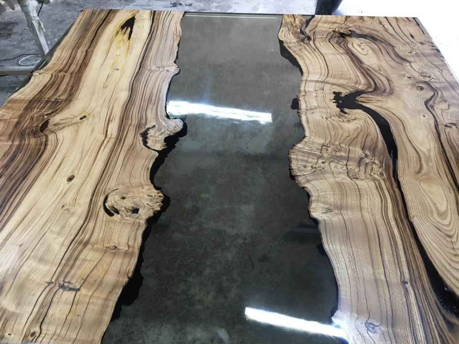 Walnut Dining Table, Custom 84” x 84” Chestnut Smokey Gray Table, Epoxy Table, Live Edge Table, River Table, Custom  Order for Er