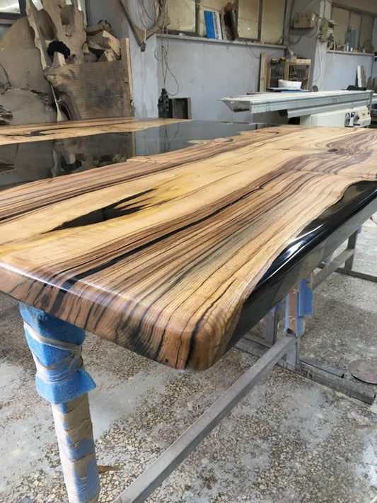 Walnut Dining Table, Custom 84” x 84” Chestnut Smokey Gray Table, Epoxy Table, Live Edge Table, River Table, Custom  Order for Er