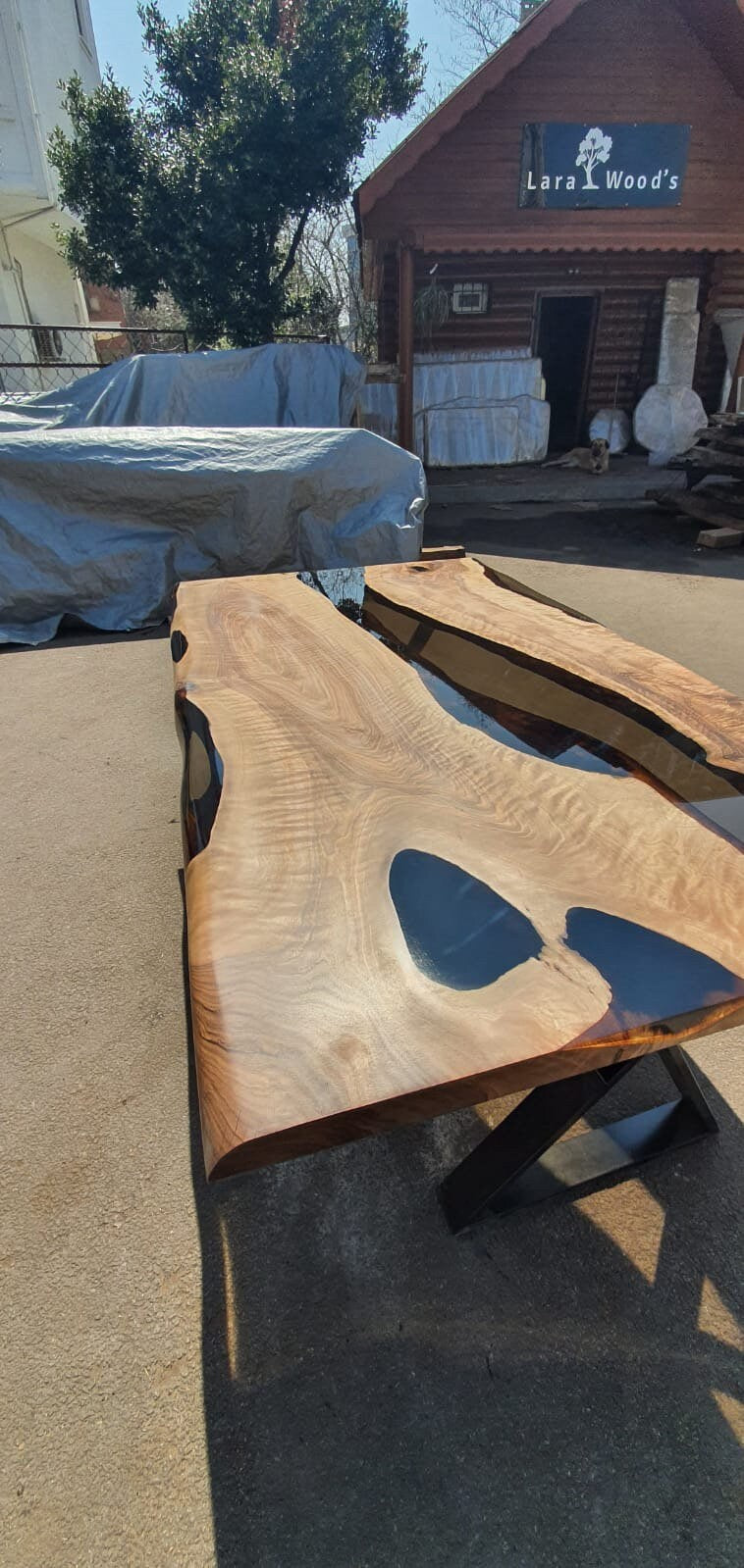 Epoxy Table, Epoxy Dining Table, Walnut Epoxy Table, River Dining Table, Custom 72” x 42” Walnut Smokey Gray Epoxy Table Order for Rob