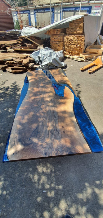 Walnut Dining Table, Custom 80” x 38” Walnut Blue Epoxy Table, River Table, Live Edge Table, Epoxy Resin Table, Custom Order for Jeff B