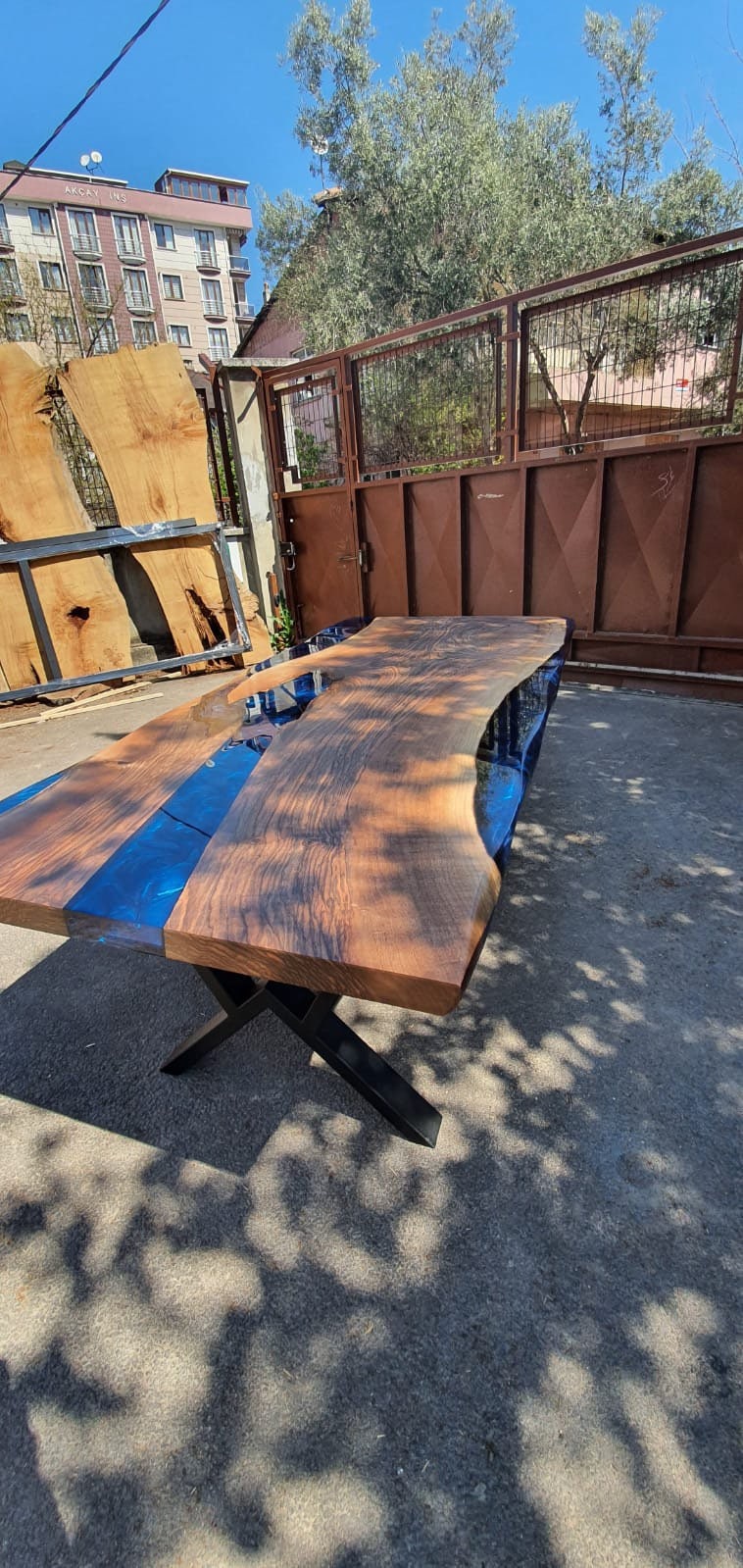 Walnut Dining Table, Custom 80” x 38” Walnut Blue Epoxy Table, River Table, Live Edge Table, Epoxy Resin Table, Custom Order for Jeff B