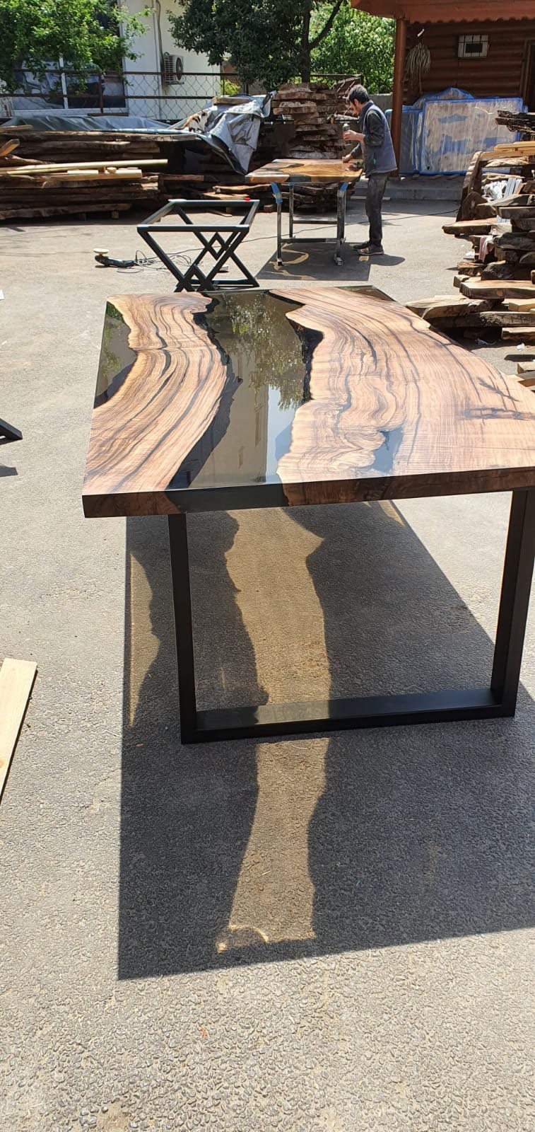 Live Edge Table, Epoxy Table, Epoxy Dining Table, Walnut River Table, Custom 84” x 42” Walnut Smokey Gray Dining Table, Order for Robin