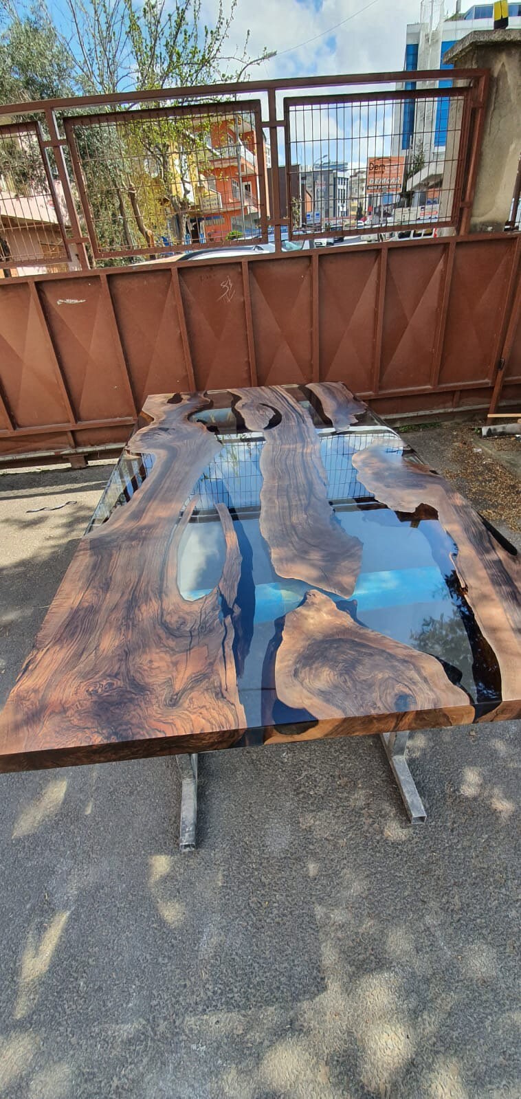 Live Edge Table, Clear Epoxy Table, Custom 84” x 42” Walnut Smokey Gray Table, Epoxy River Table, Epoxy Resin Table, Order for Richard