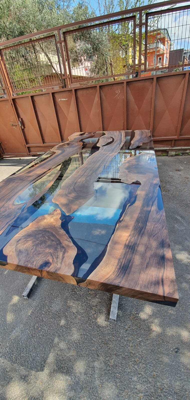 Live Edge Table, Clear Epoxy Table, Custom 84” x 42” Walnut Smokey Gray Table, Epoxy River Table, Epoxy Resin Table, Order for Richard