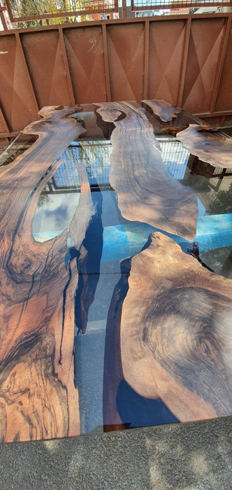 Live Edge Table, Clear Epoxy Table, Custom 84” x 42” Walnut Smokey Gray Table, Epoxy River Table, Epoxy Resin Table, Order for Richard