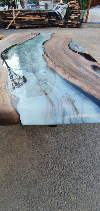 Live Edge Table, Epoxy Resin Table, Custom 51” x 25.5” Walnut Wood Gray Table, Marble Epoxy Table, Custom Order for Shaun