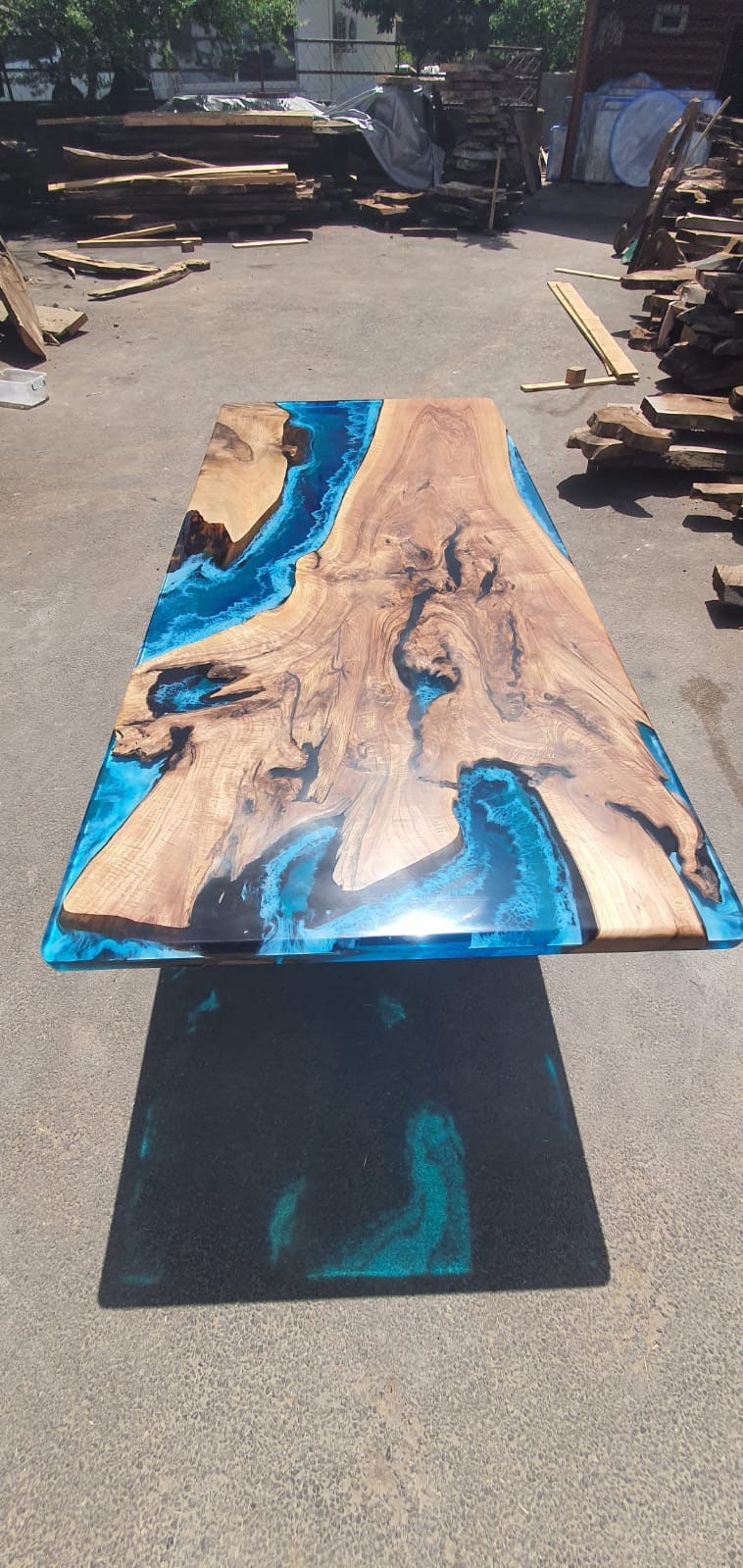 Epoxy Dining Table, Epoxy Resin Table, Custom 84” x 38” Walnut Blue, Turquoise, Green Epoxy Dining Table, Live Edge Table, for Meobrien