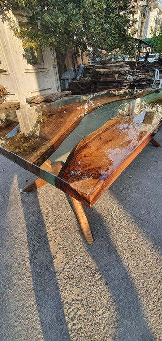 Walnut Dining Table, Epoxy Resin Table, Custom 90” x 46” Table, Epoxy Resin Table, Clear Epoxy Shiny Dining Table Table Order for Ryan