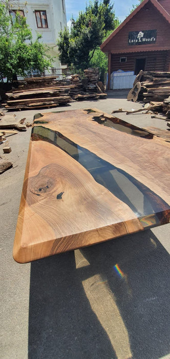 Epoxy Resin Table, Live Edge Table, Custom 96” x 42” Walnut Smoke Gray Table, Epoxy River Table, Custom Order for Andrea W